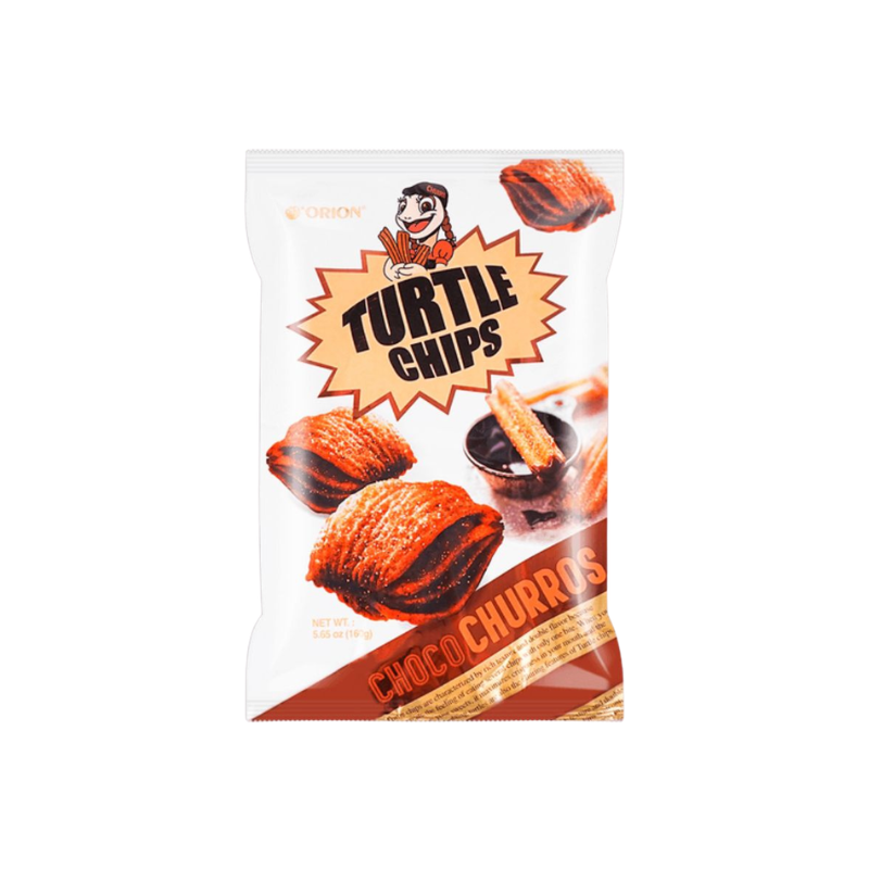 Packaging of Turtle Chips Choco Churros on a white background