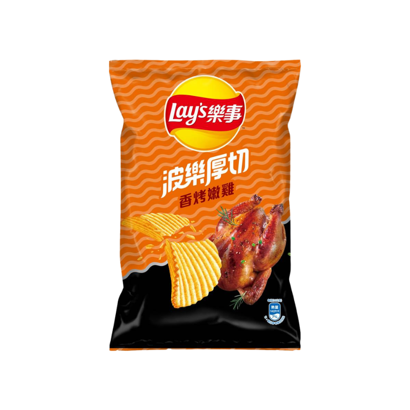Lay's potato chips packaging with chicken flavor on a white background