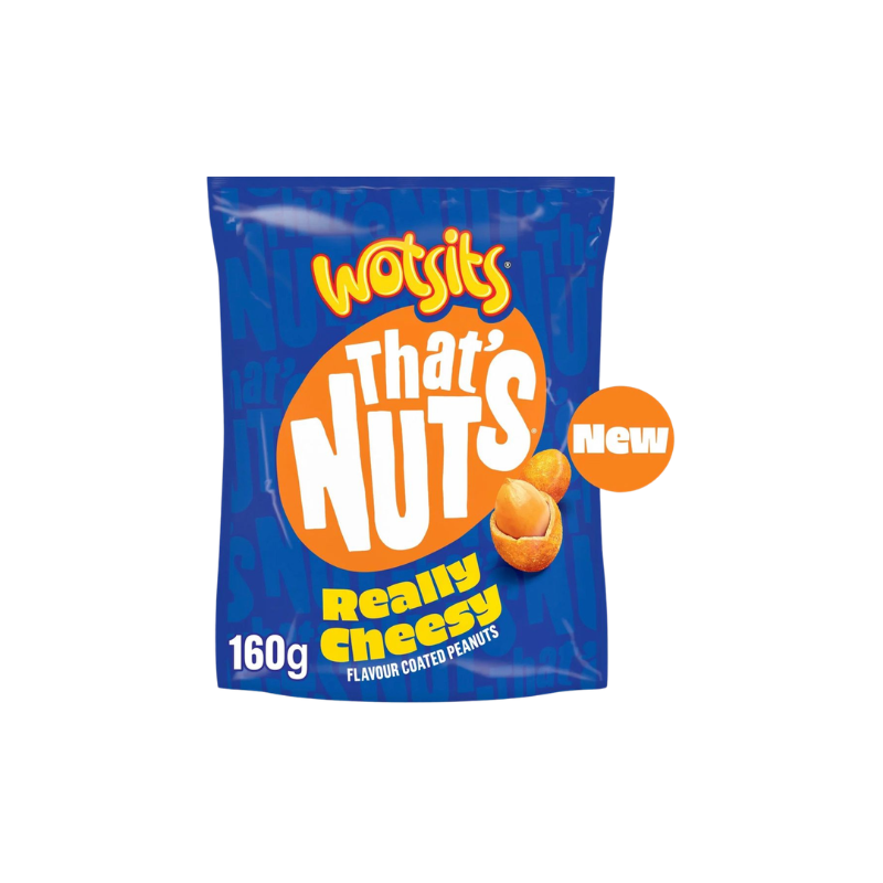 Wotsits That's Nuts Really Cheesy flavor packet on a white background