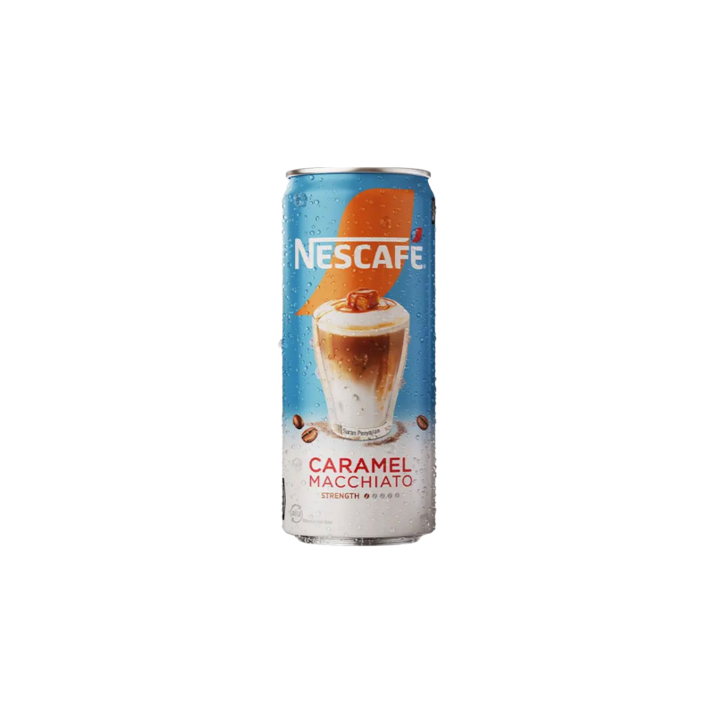 Nescafe Caramel Macchiato can on a white background