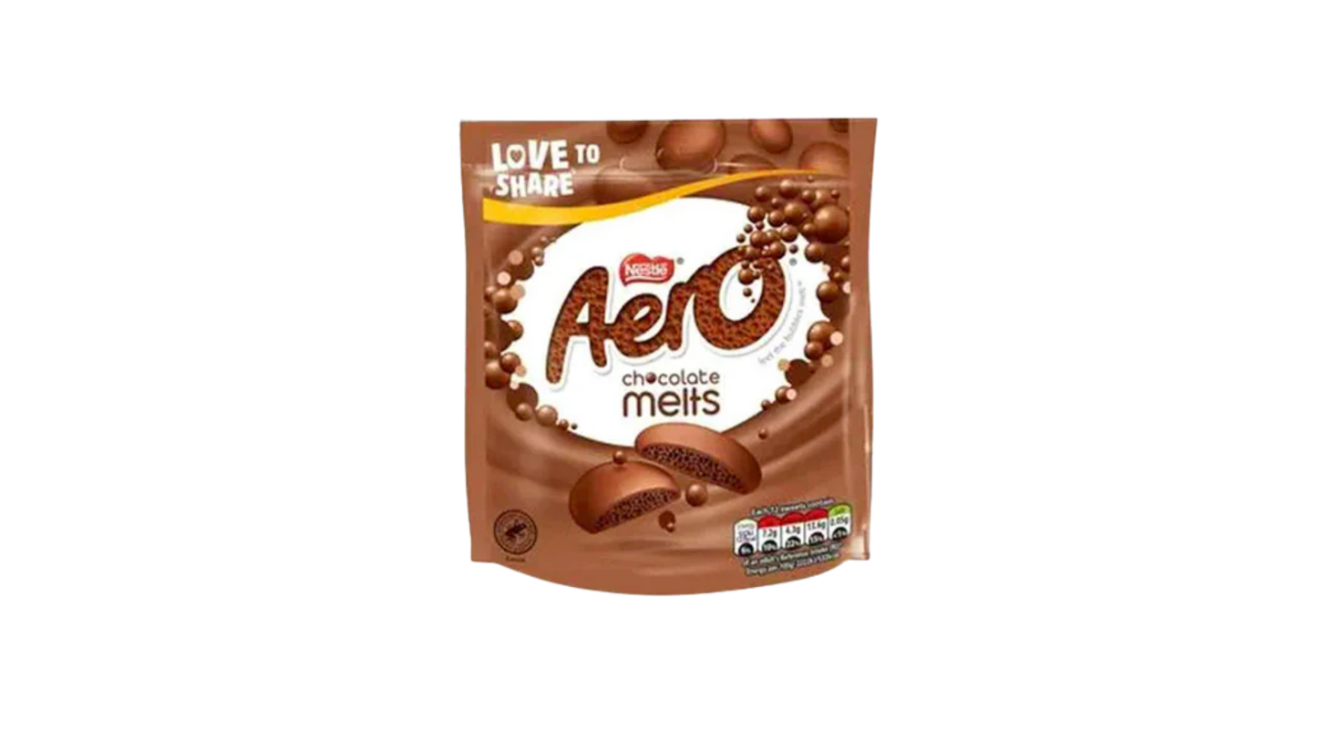 Aero chocolate melts packaging on a white background