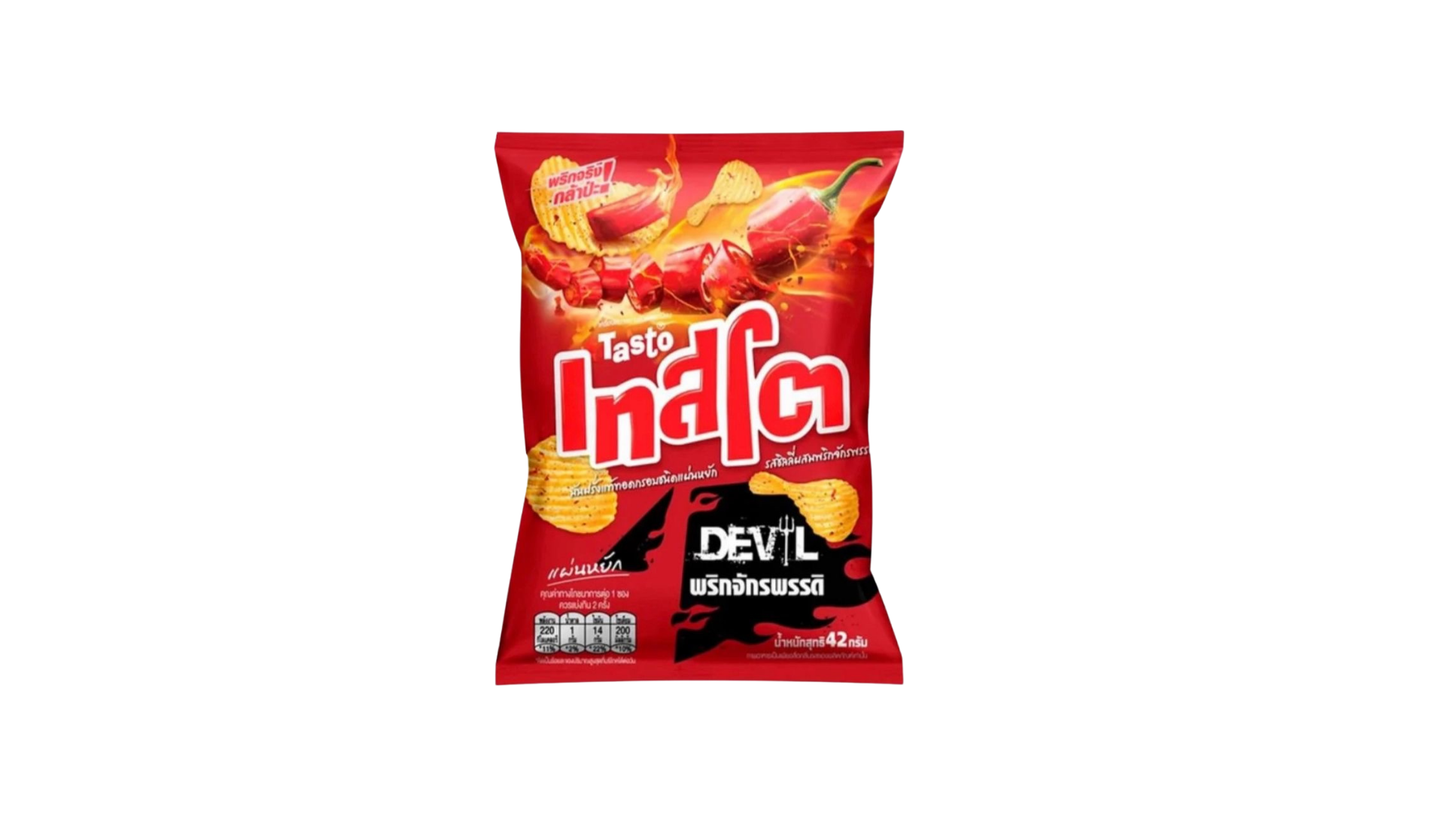 Tato Indot Devil snack packet on a white background
