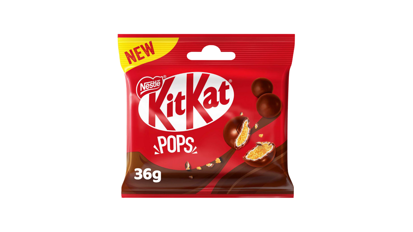 Red packaging of Nestle KitKat Pops with a white background