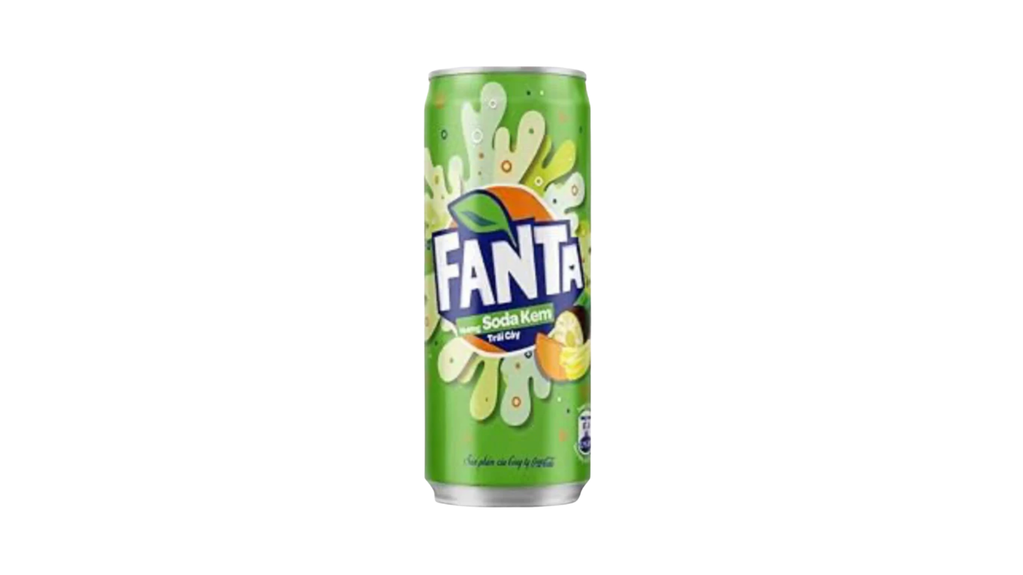 Fanta soda can on a white background