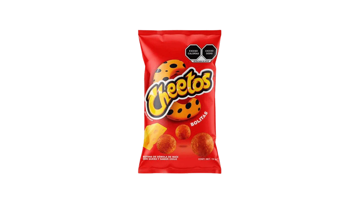 Red Cheetos snack bag on a white background