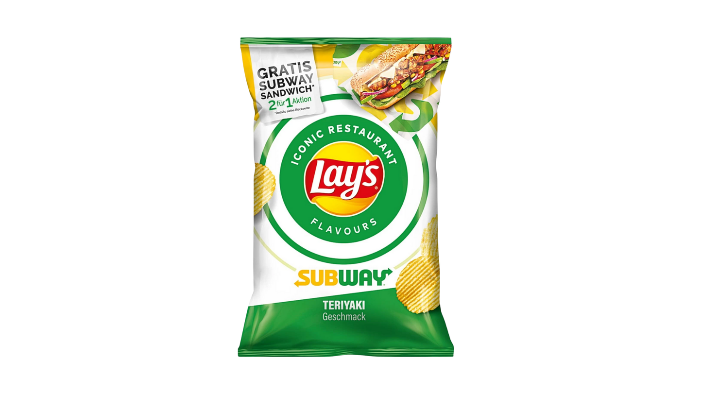 Lay's potato chip bag with Subway branding on a white background