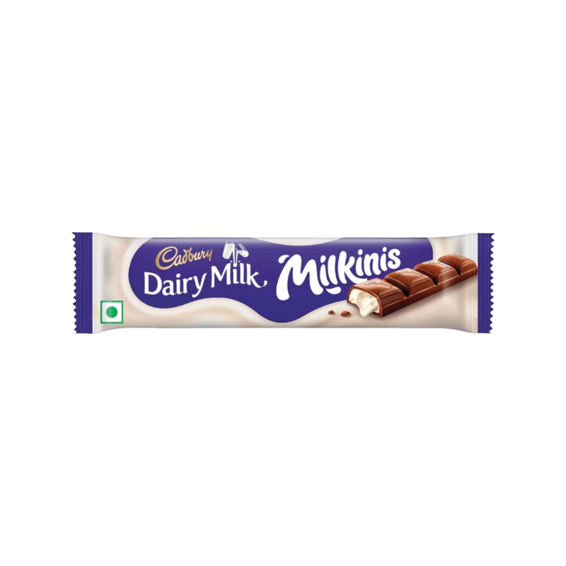 Cadbury Dairy Milk Milkinis chocolate bar packaging on a white background