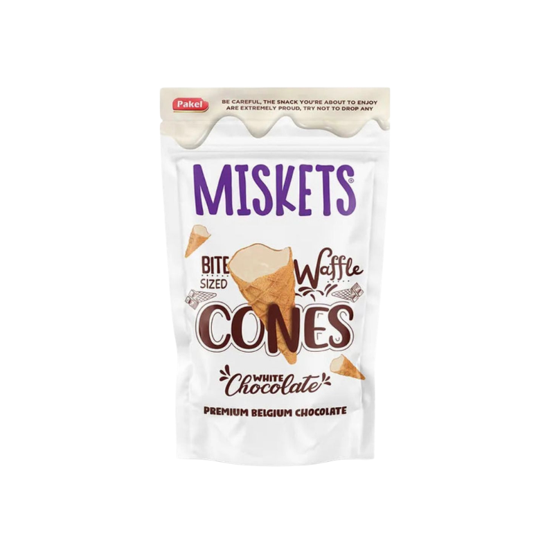 Pack of Miskets bite-sized waffle cones on a white background