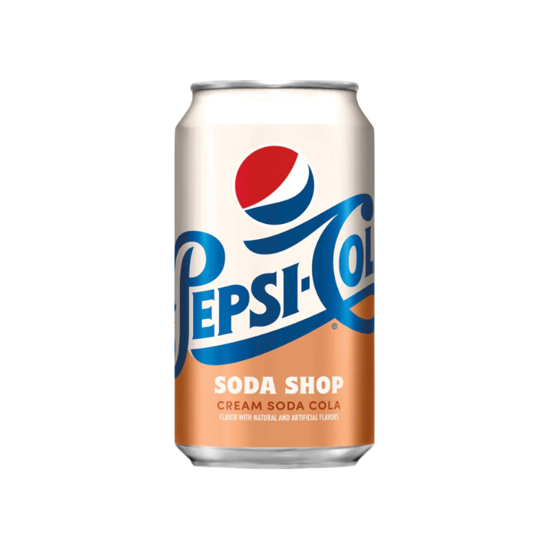 Pepsi-Cola can with 'Soda Shop' label on a white background