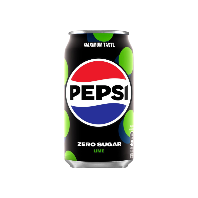 Pepsi Zero Sugar Lime can with black background