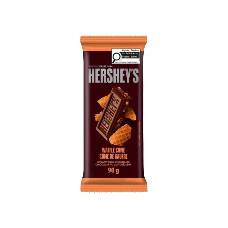 Hershey's chocolate bar packaging with waffle cone flavor on a white background