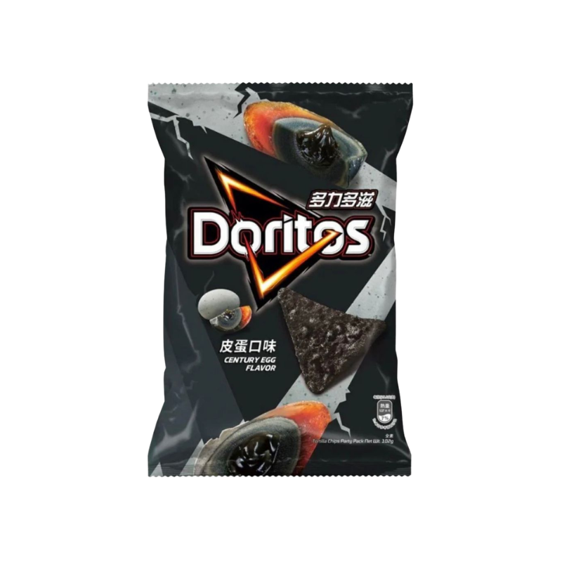 Doritos snack bag with black and gray design on a white background