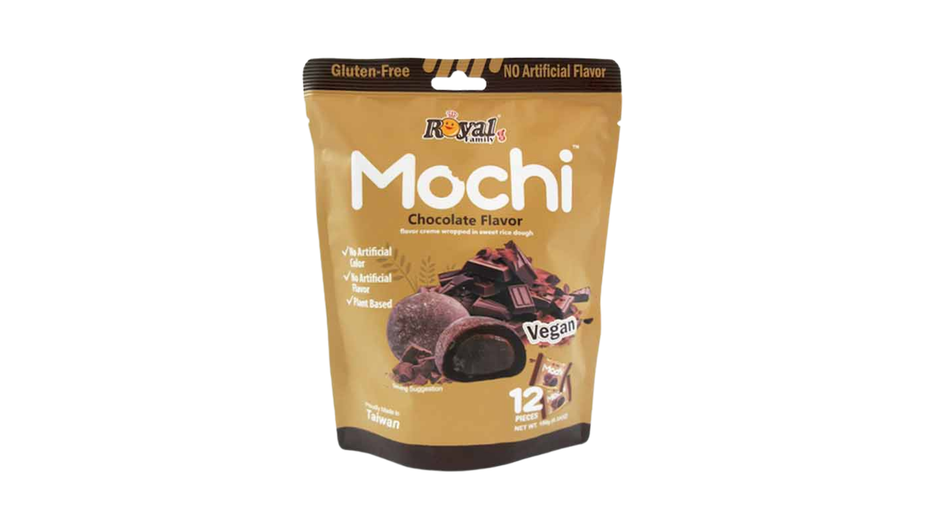 Bag of Royal Canin Mochi Chocolate Flavor dog treats on a white background