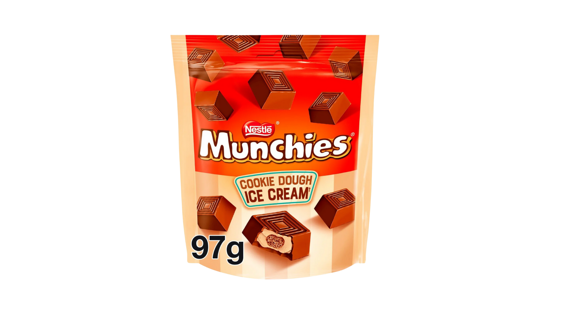 Packaged ice cream with Munchies branding on a white background