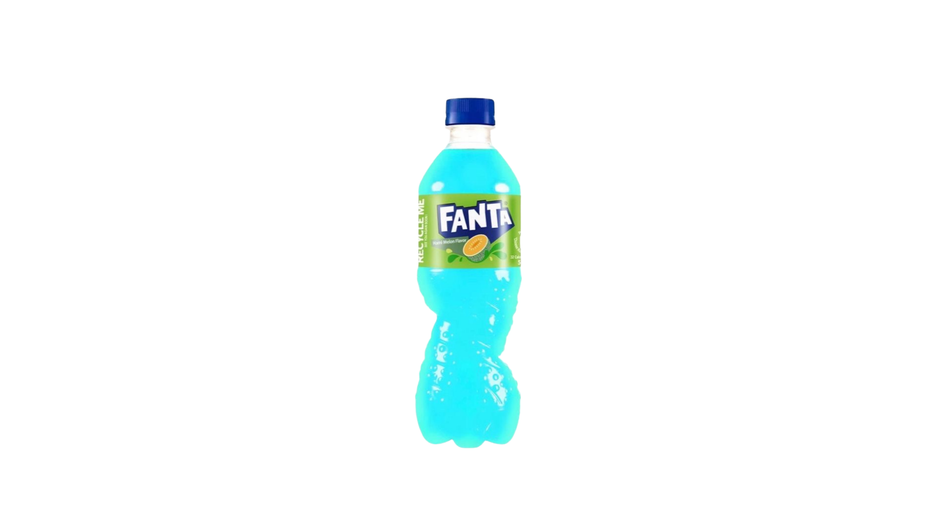Fanta blue bottle on a white background