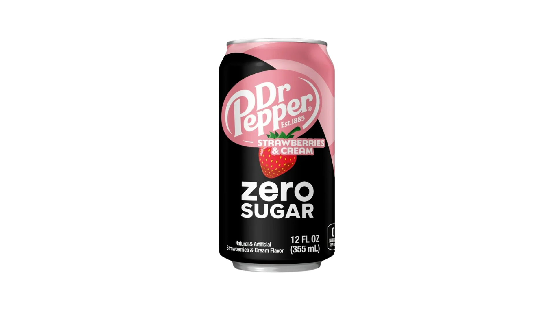 Dr Pepper Zero Sugar strawberry cream can on a white background