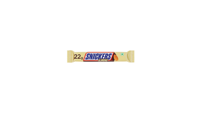 Snickers chocolate bar packaging on a white background