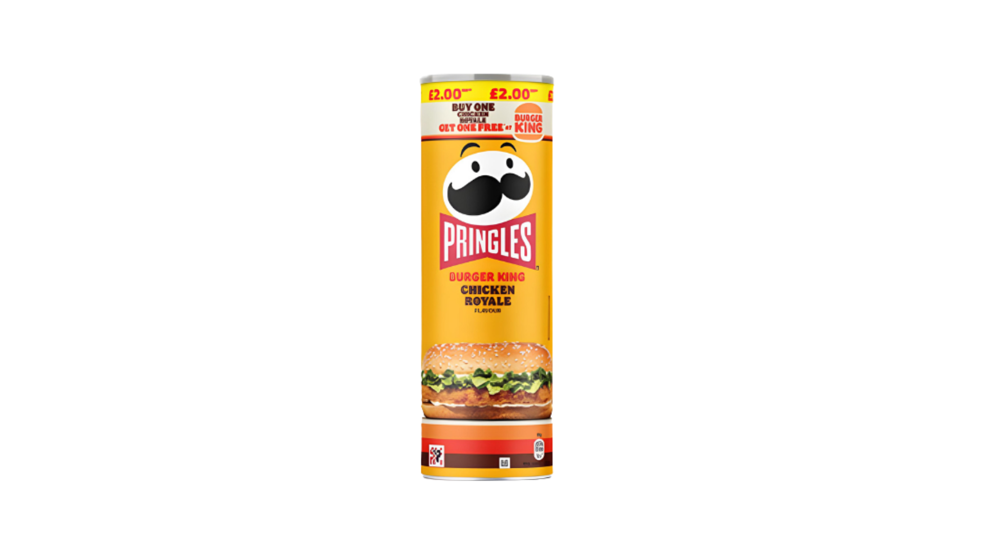 Pringles potato chip packaging with chicken wrap flavor on a white background