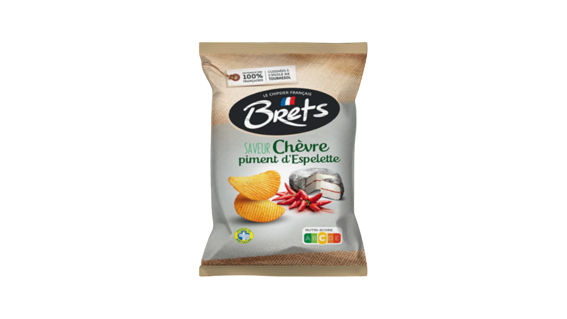 Bret's cheese snack package with cheddar and paprika on a white background