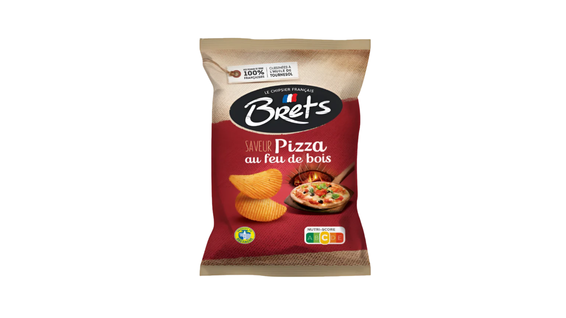 Bret's pizza chips packaging on a white background