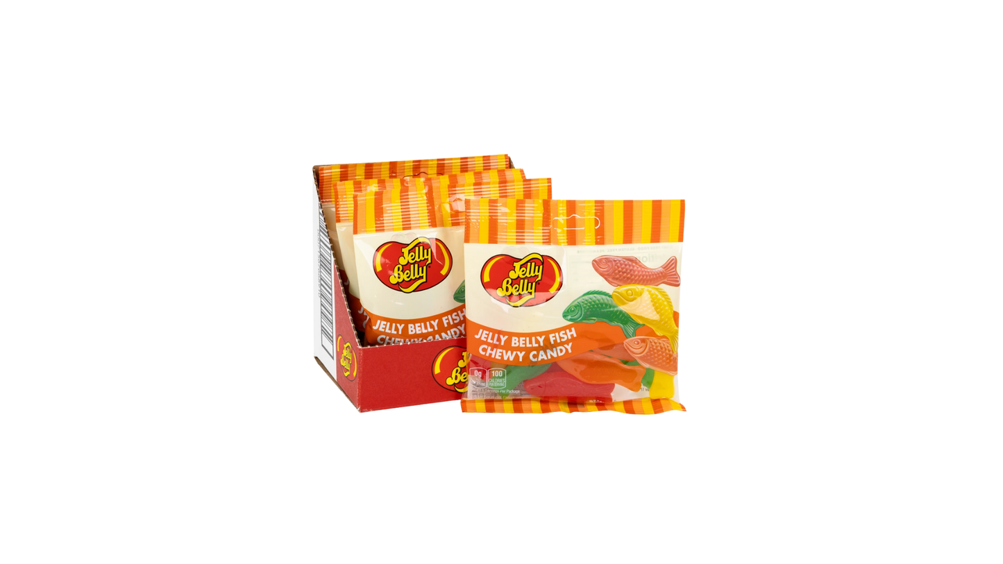 Jelly Belly candy packaging on a white background