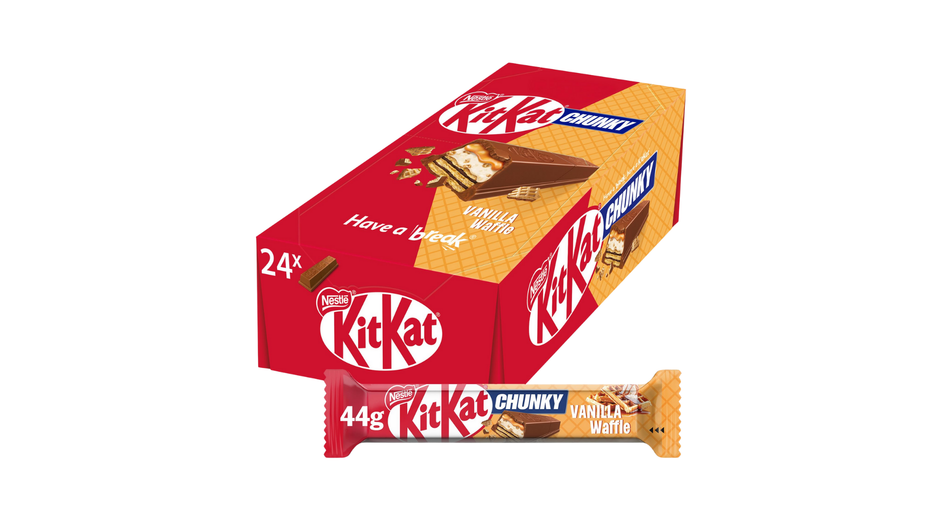 KitKat chocolate bar packaging on a white background