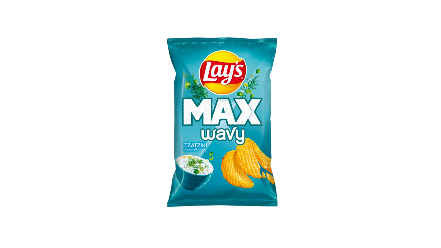 Lay's Max Wavy potato chips packaging on a white background