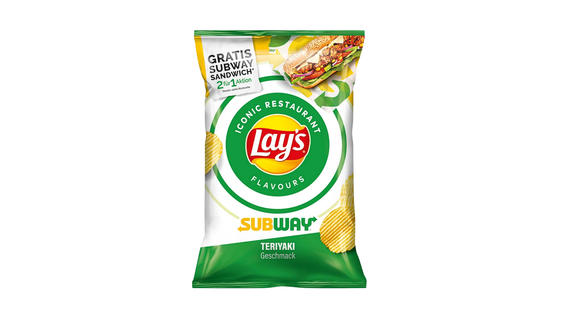 Lay's potato chip bag with Subway branding on a white background