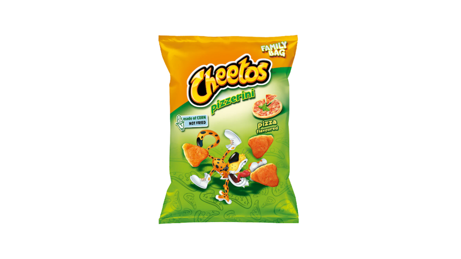 Cheetos Pizzerina snack bag on a white background