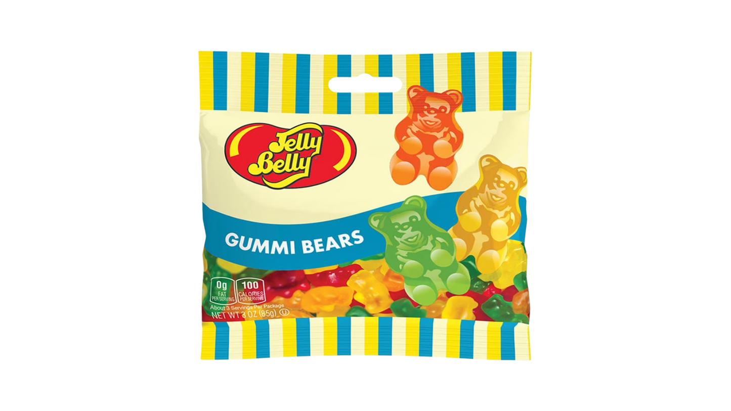 Pack of Jelly Belly Gummi Bears on a white background