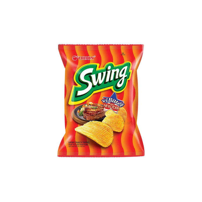 Swing chips packaging with a white background