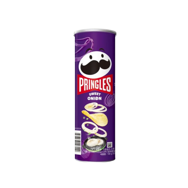 Pringles Sweet Onion chip can on a white background